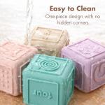 YIVEKO Baby Blocks Stacking for Babies Silicone Soft Building Blocks Teethers Montessori Toys for Babies Education Toys for Toddler Baby 8 PCS-Vintage