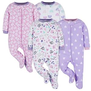 Onesies Brand Baby Girls 4-pack 'N Play Footies Multi And Toddler Sleepers, Rainbows, Newborn US