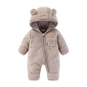 AiWMGL Newborn Baby Bear Outfit Suit With Fold-Over Mittens and Footies Girls Boys 0-3 Months Winter Fleece Clothes Suit Hooded Jumpsuit Romper Snowsuit