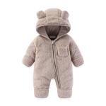 AiWMGL Newborn Baby Bear Outfit Suit With Fold-Over Mittens and Footies Girls Boys 0-3 Months Winter Fleece Clothes Suit Hooded Jumpsuit Romper Snowsuit