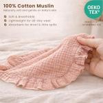 Konssy Muslin Baby Bibs for Girls – Soft 100% Cotton Drool Bibs, Ruffle Trim for Newborns & Toddlers 0-36 Months 3-Pack