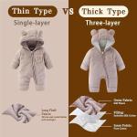 AiWMGL Newborn Baby Bear Outfit Suit With Fold-Over Mittens and Footies Girls Boys 0-3 Months Winter Fleece Clothes Suit Hooded Jumpsuit Romper Snowsuit