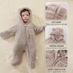 AiWMGL Newborn Baby Bear Outfit Suit With Fold-Over Mittens and Footies Girls Boys 0-3 Months Winter Fleece Clothes Suit Hooded Jumpsuit Romper Snowsuit