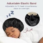 Baby Bonnet for 6-36 Months Sleeping: Reversible Smooth Satin for No Mess Toddler's Curly Hair, Adjustable Band No Slip Black-Taupe