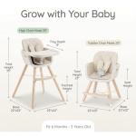 Mallify 3-in-1 Wooden High Chair, Convertible High Chairs for Babies and Toddlers, Baby Highchair with Adjustable Legs & Dishwasher-Safe Tray, Sleek Hardwood & Premium PU Cushion, Beige