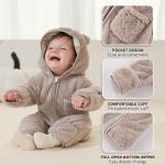 AiWMGL Newborn Baby Bear Outfit Suit With Fold-Over Mittens and Footies Girls Boys 0-3 Months Winter Fleece Clothes Suit Hooded Jumpsuit Romper Snowsuit