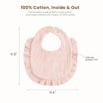 Konssy Muslin Baby Bibs for Girls – Soft 100% Cotton Drool Bibs, Ruffle Trim for Newborns & Toddlers 0-36 Months 3-Pack