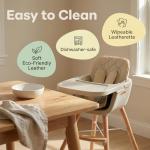 Mallify 3-in-1 Wooden High Chair, Convertible High Chairs for Babies and Toddlers, Baby Highchair with Adjustable Legs & Dishwasher-Safe Tray, Sleek Hardwood & Premium PU Cushion, Beige