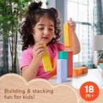 Fisher-Price Toddler Toy Wooden Stacking Blocks, 65 Wood Pieces for Preschool Kids Ages 18+ Months