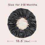 Baby Bonnet for 6-36 Months Sleeping: Reversible Smooth Satin for No Mess Toddler's Curly Hair, Adjustable Band No Slip Black-Taupe
