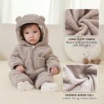 AiWMGL Newborn Baby Bear Outfit Suit With Fold-Over Mittens and Footies Girls Boys 0-3 Months Winter Fleece Clothes Suit Hooded Jumpsuit Romper Snowsuit