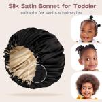 Baby Bonnet for 6-36 Months Sleeping: Reversible Smooth Satin for No Mess Toddler's Curly Hair, Adjustable Band No Slip Black-Taupe