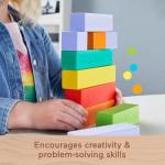 Fisher-Price Toddler Toy Wooden Stacking Blocks, 65 Wood Pieces for Preschool Kids Ages 18+ Months