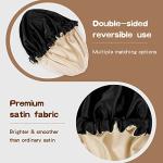 Baby Bonnet for 6-36 Months Sleeping: Reversible Smooth Satin for No Mess Toddler's Curly Hair, Adjustable Band No Slip Black-Taupe