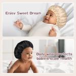 Baby Bonnet for 6-36 Months Sleeping: Reversible Smooth Satin for No Mess Toddler's Curly Hair, Adjustable Band No Slip Black-Taupe