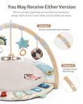Blissful Diary Baby Play Gym & Activity Mat, 5 Developmental Zones Wooden Tummy Time Mat with 5 Detachable Sensory Toys for Motor Skills & Sensory Development, Baby Essentials Shower Gift