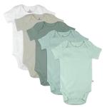 HonestBaby Organic Cotton Short Sleeve Onesies Bodysuits Multi Pack, 5-Pack Sage Ombre, 3-6 Months