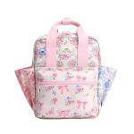 Itzy Ritzy Toddler Backpack - Daycare Bag - Features Adjustable Shoulder Straps, 2 Side Pockets & Spacious Interior with Wipeable Fabric Lining & Name Label, Ribbons & Roses Backpack