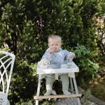 mushie Long Sleeve Baby Bib | Water Resistant Adjustable Fit for Ages 6-24 Months (Olive Check)