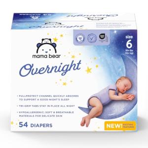 Amazon Brand - Mama Bear Overnight Diapers, Size 6, 54 Count