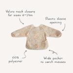 mushie Long Sleeve Baby Bib | Water Resistant Adjustable Fit for Ages 6-24 Months (Olive Check)