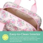 Itzy Ritzy Toddler Backpack - Daycare Bag - Features Adjustable Shoulder Straps, 2 Side Pockets & Spacious Interior with Wipeable Fabric Lining & Name Label, Ribbons & Roses Backpack