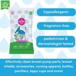 Dapple Baby Breast Pump Wipes, Powered by Plants, Hypoallergenic, Removes Milk Residue, No Rinse, Fragrance Free, 25 Count (Pack of 3)