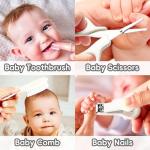 Baby Grooming Kit, Infant Safety Care Set with Hair Brush Comb Nail Clipper Nasal Aspirator,Baby Essentials Kit for Newborn Girls Boys (Grey White)