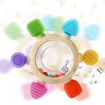 VTECHOLOGY Baby Teething Rings Toys for 0-6 6-12 Months Baby Rattle Teether Sensory Toys for Babies 0-24Months Silicone Teether Relief Chew Soothing Sore Gums for Newborn Infant Essentials BPA Free