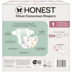 The Honest Company Comfort Dry Disposable Diapers for Sensitive Skin, Hypoallergenic, Rose Blossom + Tutu Cute, Club Box Size 1 (8–14 lbs), 78 Count