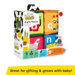 Baby Einstein Alpha Stacks Baby Learning Blocks, Soft, Multisensory Stacking Toys with Letters A-Z, Animals, Colors & Textures, Set of 4, Ages 3 Months+