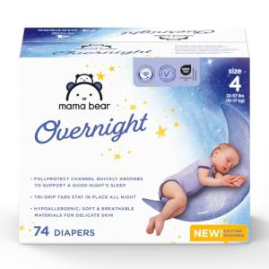 Amazon Brand - Mama Bear Overnight Diapers, Size 4, 74 Count