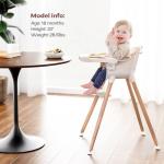 Fodoss 3-in-1 Wooden High Chair for Babies and Toddlers,Convertible Easy Clean Infant Highchair,Modern Design Silla para Comer De Bebe