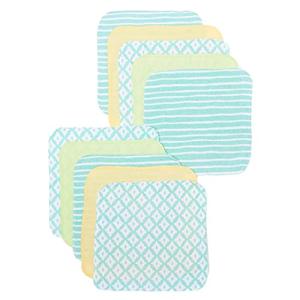 Spasilk Washcloth Wipes Set for Newborn Boys and Girls, Soft Terry Washcloth Set, Pack of 10, Green Diamonds