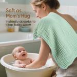 MIGIOL Muslin Baby Towels 100% Cotton ，Super Soft Muslin Baby Bath Towel - 32 x 32 Inches, Suitable for Newborn and Young Children up to 3 Years Old. (Light Blue & Dark Blue)