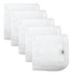HonestBaby Unisex Baby Organic Cotton Washcloth Multi-Pack Winter Accessory Set, 5-Pack Honestly Pure White, One Size