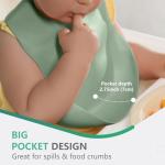 Cuddle Campus Set of 3 Silicone Bibs for Babies & Toddlers,Soft Adjustable Bibs with Pocket Food Catcher for Baby Girl,Boy(Set 1)