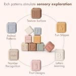 YIVEKO Baby Blocks Stacking for Babies Silicone Soft Building Blocks Teethers Montessori Toys for Babies Education Toys for Toddler Baby 8 PCS-Gentle