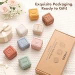 YIVEKO Baby Blocks Stacking for Babies Silicone Soft Building Blocks Teethers Montessori Toys for Babies Education Toys for Toddler Baby 8 PCS-Gentle