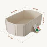 PandaEar Foldable Baby Bathtub, Large Collapsible Kids Bath Tub for Toddlers & Infants, Space-Saving Portable Bath Bucket with Drain Plug, Non-Slip Design for Home Use -Cream