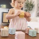 YIVEKO Baby Blocks Stacking for Babies Silicone Soft Building Blocks Teethers Montessori Toys for Babies Education Toys for Toddler Baby 8 PCS-Gentle