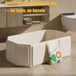 PandaEar Foldable Baby Bathtub, Large Collapsible Kids Bath Tub for Toddlers & Infants, Space-Saving Portable Bath Bucket with Drain Plug, Non-Slip Design for Home Use -Cream