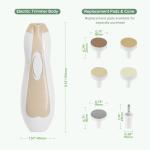 haakaa Baby Nail Care Electric Baby Nail File Kit with LED Light, Baby Nail Clippers for Newborn/Infants/Adults Toenails and Fingernails, 6 Replacement Heads & Storage Case, Acorn