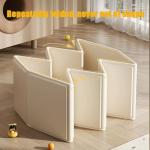 PandaEar Foldable Baby Bathtub, Large Collapsible Kids Bath Tub for Toddlers & Infants, Space-Saving Portable Bath Bucket with Drain Plug, Non-Slip Design for Home Use -Cream