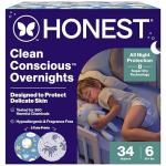 Clean Conscious™ Overnight Diapers | Up to 12 Hours of Protection | Hypoallergenic + Fragrance Free | Cozy Cloud + Star Signs | Size 6, 34 Count Club Box