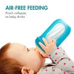 Boon Nursh Bottles - Silicone Baby Bottles Help Ease Colic Symptoms - Formula and Breast Milk Only Touch Food-Grade Silicone - Medium Flow - 8 Oz - Blue
