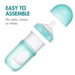 Boon Nursh Bottles - Silicone Baby Bottles Help Ease Colic Symptoms - Formula and Breast Milk Only Touch Food-Grade Silicone - Medium Flow - 8 Oz - Blue