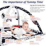 Poycuna Black and White Baby Gym Play Mat with 6 Toys Tummy Time Activity Mat for Babies 0-6 6-12 Months High Contrast Baby Gyms & Playmats Sensory Toys Newborn Brain Development Infant Play Mat