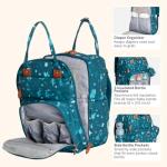 BabbleRoo Diaper Bag Backpack - Baby Essentials Travel Tote - Multi Function Water Resistant Diaper Bag, Travel Essentials Baby Bag with Changing Pad, Stroller Straps & Pacifier Case - Unisex, Dino