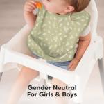 KeaBabies 3-Pack Waterproof Baby Bibs for Eating - Lightweight Toddler Feeding Bibs with Large Food Catcher, Mess Proof, Food-Grade Baby Eating Essentials, Easy to Put On & Clean (Bloom)